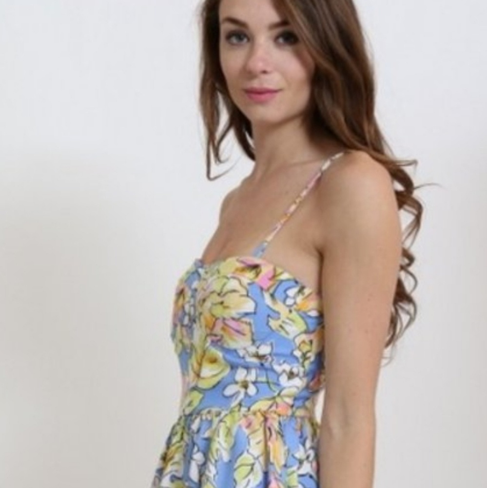Blue Tropical Summer  Dress - Picture 3 of 5